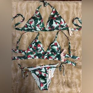 Bamboo floral print two piece bathing suit NWT